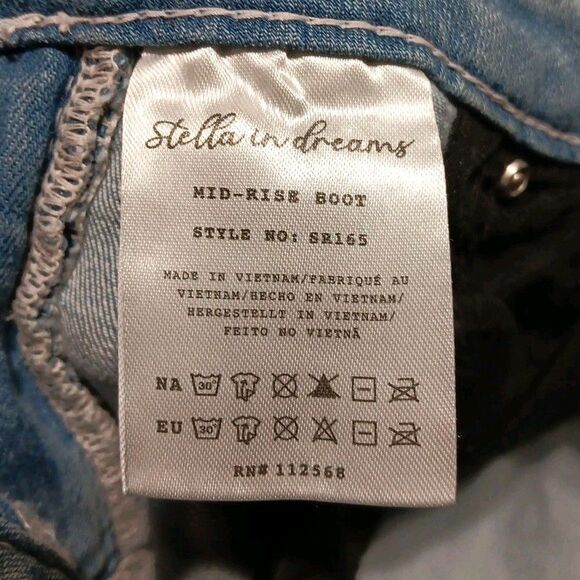 Stella In Dreams Mid-Rise Jeans Juniors 13x30 Bootcut Sequin Embroidered Cross - Picture 8 of 9